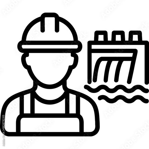 Minimalistic hydroelectric plant operator icon