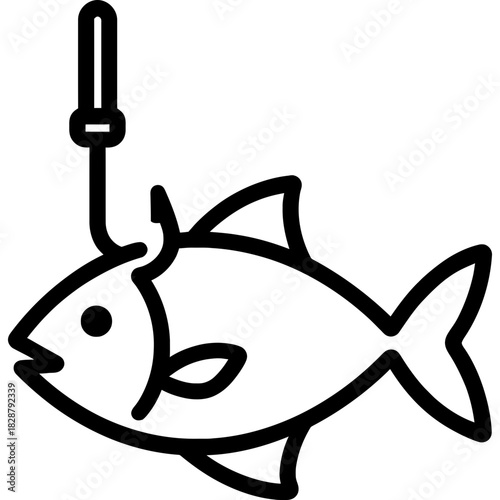 Minimalistic gaffing fish outline icon