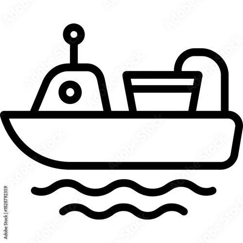 Minimalistic bait boat outline icon