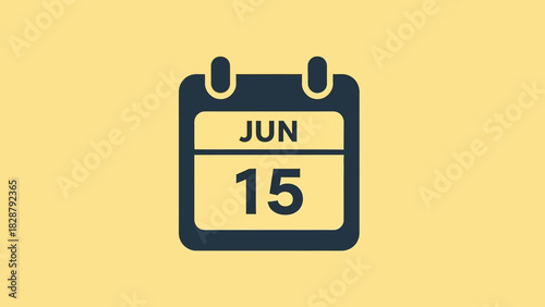 A calendar icon displays JUN on top and 15 on the bottom set against a light yellow background