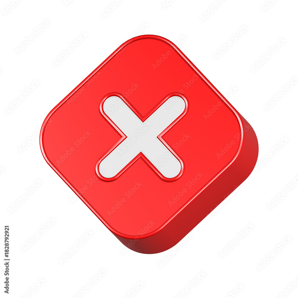 Obraz premium cross delete 3d rendering icon red button
