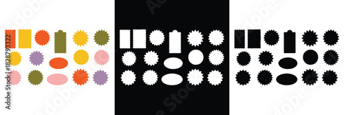 A versatile set of vector-style assets featuring various forms like jagged rectangles, star symbols, smooth circles, and ellipses. Ideal for sales, promotions, offers, and branding projects.