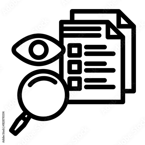 File Search Research Inspection Icon from Customer Assessment Collection (Outline style)