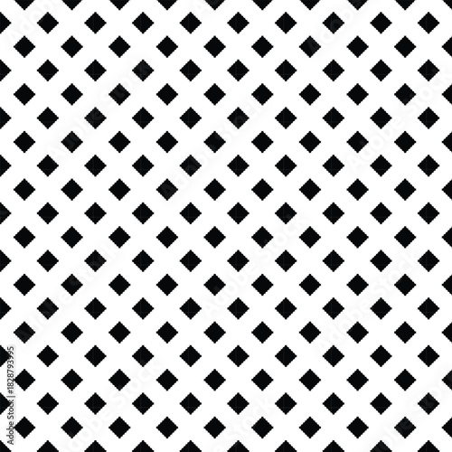 Black and white vector seamless pattern with small diamonds , star shapes ,rhombuses .Abstract black and white geometric texture .Simple minimal wide repeat background .