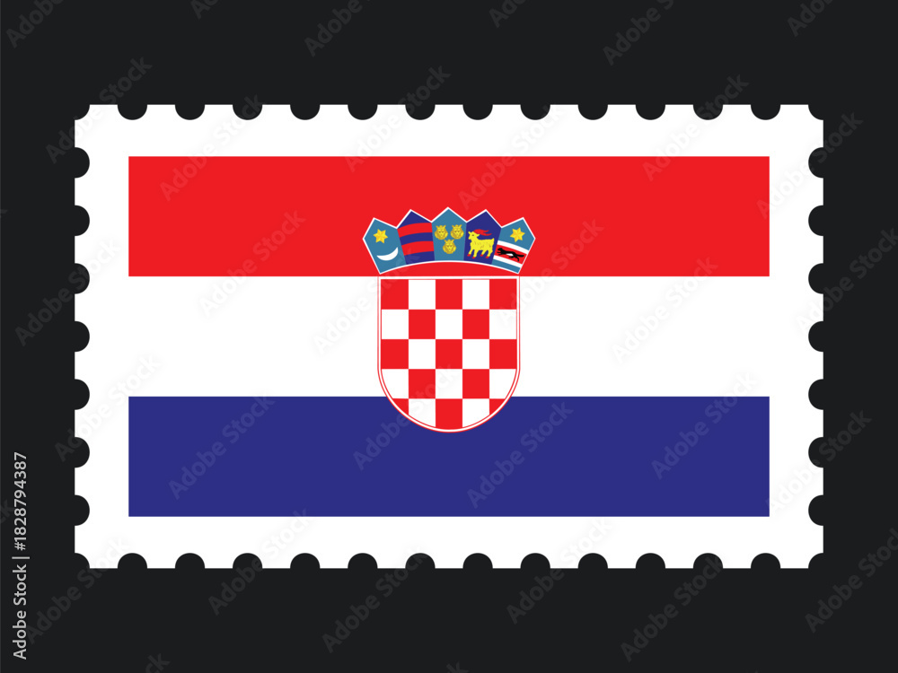 Naklejka premium National Flag Postage Stamp Icon for CROATIA Mail, Patriotism, and National Identity