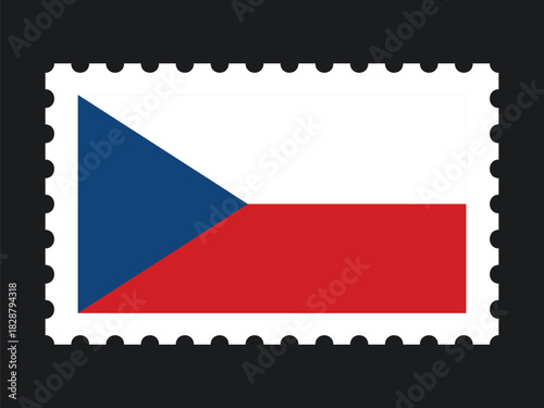 National Flag Postage Stamp Icon for CZECH REPUBLIC Mail, Patriotism, and National Identity