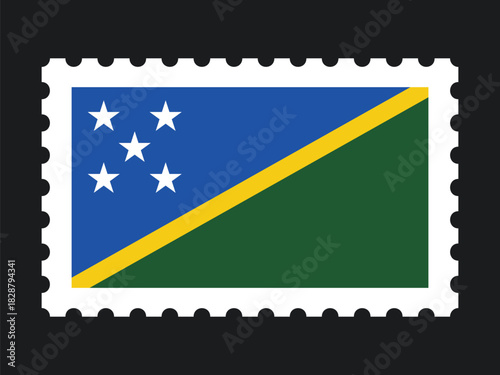 National Flag Postage Stamp Icon for SOLOMON ISLANDS Mail, Patriotism, and National Identity
