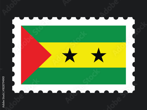 National Flag Postage Stamp Icon for SAO TOME Mail, Patriotism, and National Identity