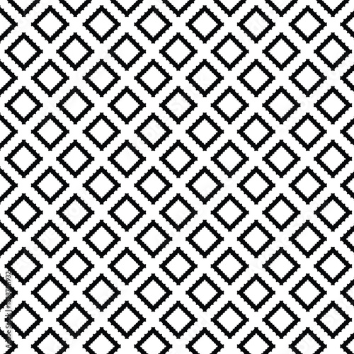 Black and white vector seamless pattern with small diamonds , star shapes ,rhombuses .Abstract black and white geometric texture .Simple minimal wide repeat background .