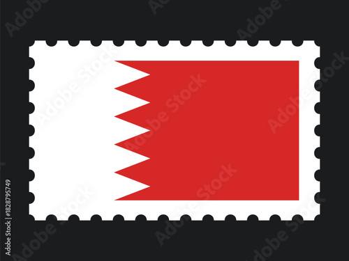 National Flag Postage Stamp Icon for BAHRAIN Mail, Patriotism, and National Identity