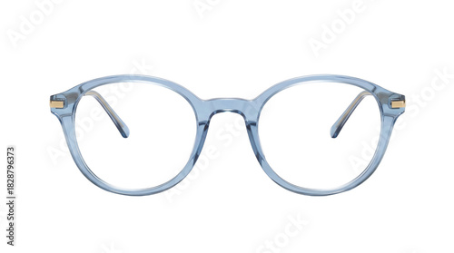 Billede på lærred Stylish light blue eyeglasses isolated PNG on transparent background, fashionabl