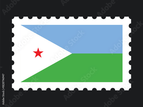 National Flag Postage Stamp Icon for DJIBOUTI Mail, Patriotism, and National Identity