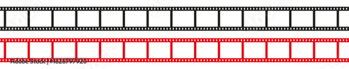 Old Film strip reel icon. Cinema or movie roll with frames. Video or movie filmstrip overlay, cinema or photograph camera long film strip with transparent screen