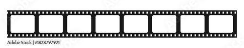 Old Film strip reel icon. Cinema or movie roll with frames. Video or movie filmstrip overlay, cinema or photograph camera long film strip with transparent screen