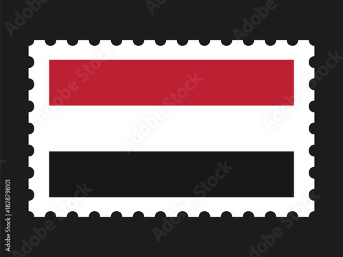 National Flag Postage Stamp Icon for YEMEN Mail, Patriotism, and National Identity