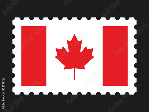 National Flag Postage Stamp Icon for CANADA Mail, Patriotism, and National Identity