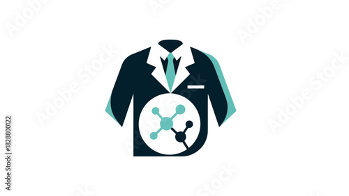 Lab Coat & Molecule Logo Design for Pharmaceutical Science, Research