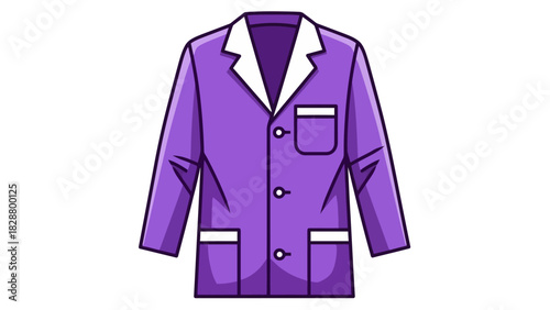 A vibrant purple lab coat with contrasting white trim, perfect for science or medical designs
