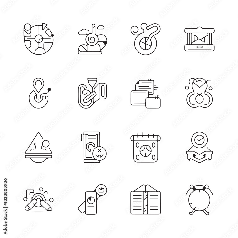Fototapeta premium Hand drawn set of shopping icons in black and white style