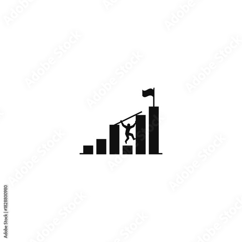 Man overcomes obstacles on the way to his goal, vector illustration.