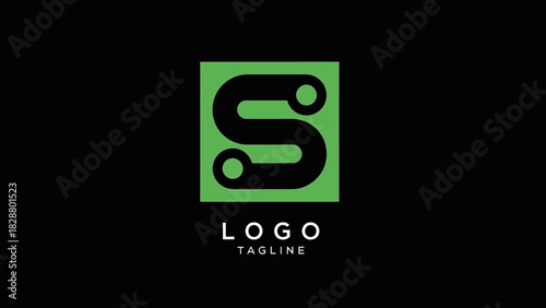 Stylish Green 'S' Logo Design for Business and Branding | Modern Icon on Black Background