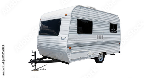 Fotografía Vintage travel trailer PNG isolated on transparent background, retro camper with
