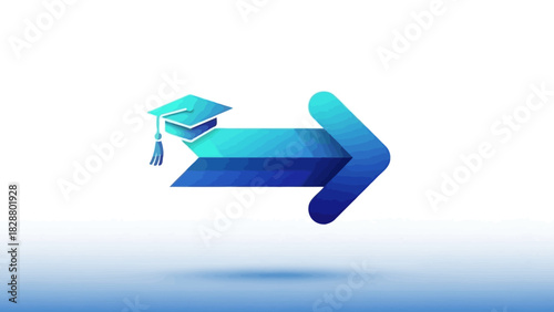 Education Direction Graduation Cap on Arrow Path to Success