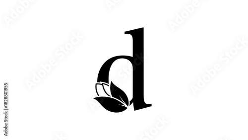 Nature Inspired Letter D Logo Design with Delicate Leaf Accents for Eco-Friendly Branding