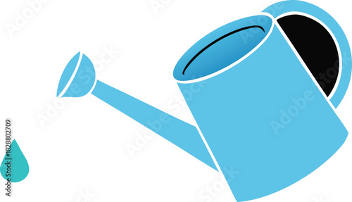 Watering can spilling water drop isolated on transparent background