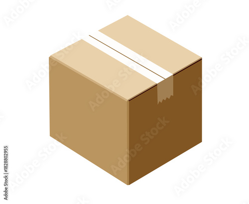 empty Brown Paper mailing box Cardboard box isolated on white background