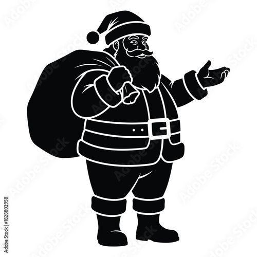 Wallpaper Mural Black Silhouette of Santa Claus with Gift Bag and Outstretched Hand father christmas Torontodigital.ca