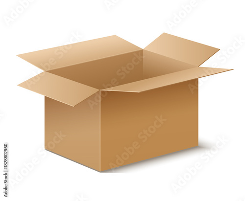 empty Brown Paper mailing box Cardboard box isolated on white background