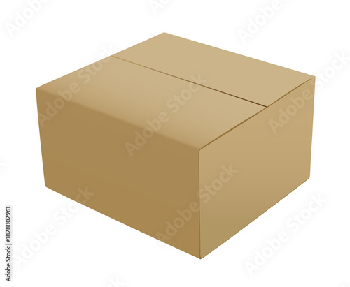 empty Brown Paper mailing box Cardboard box isolated on white background