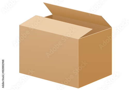 empty Brown Paper mailing box Cardboard box isolated on white background