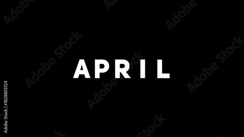 APRIL Text Rolling Animation, 4K Transparent Background, Alpha Channel Motion Graphic