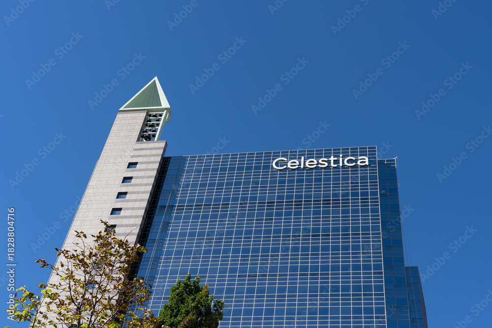 Naklejka premium Toronto, Canada - September 28, 2025: Celestica headquarters in Toronto, Canada. Celestica is a Canadian design, manufacturing, and supply chain electronics manufacturing services company