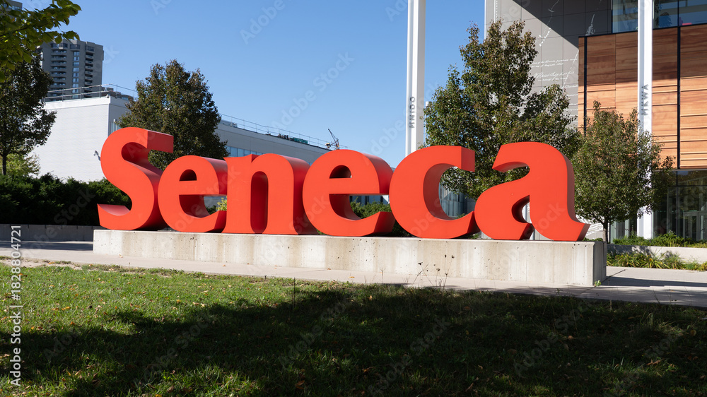 Fototapeta premium Toronto, Canada - September 28, 2025: Seneca (Seneca College of Applied Arts and Technology) Newnham Campus on Finch Ave in Toronto, Ontario, Canada. 