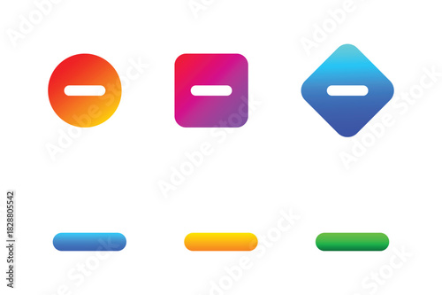 Colorful Minus Symbol Collection representing mathematical and design elements