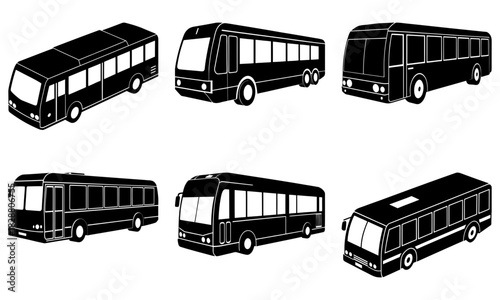 Variety of buses perfect for transportation projects, city planning visuals, or educational materials demonstrating passenger vehicles on scalable design