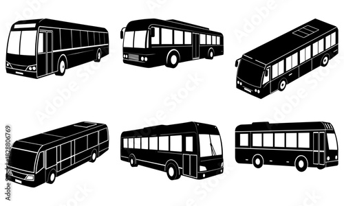 Modern bus fleet illustration, perfect for transportation services, urban planning, or automotive design projects. Clean vector design for versatile use