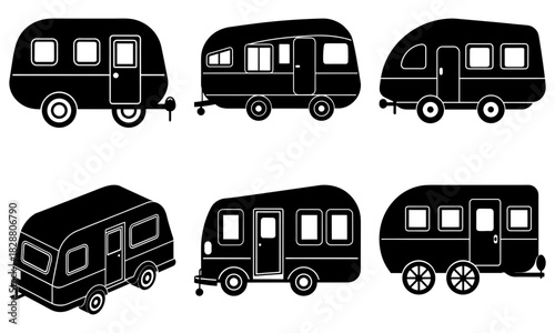 Vintage campervan collection, a nostalgic travel vibe, evoking freedom and adventure on the open road, ideal for travel blogs and recreational vehicle designs