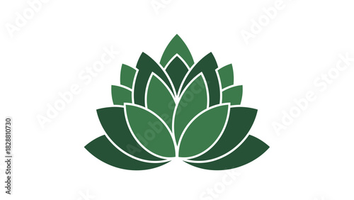Abstract Green Lotus Flower Vector Illustration Graphic Resource