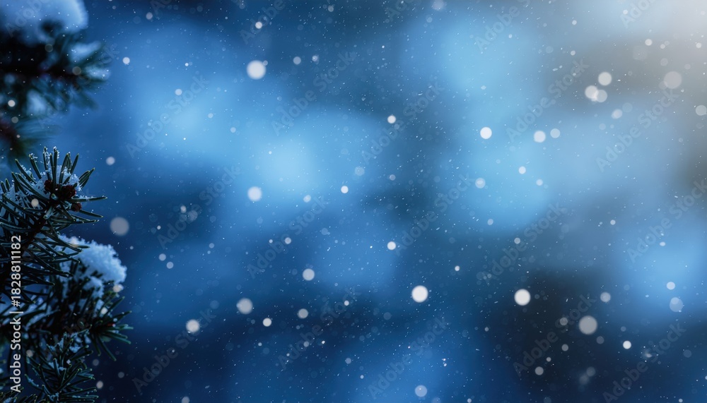 Naklejka premium Enchanting snowfall in a winter wonderland captivating nature scene serene environment high-quality imagery peaceful viewpoint evoking cozy feelings for holiday spirit