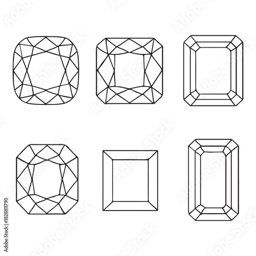 Radiant geometric gemstone design showcasing elegant faceted square-cut brilliance