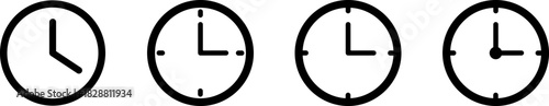 Four analog clocks showing different times