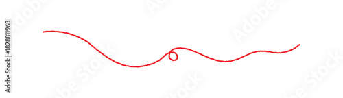Red thread looped in a circle form, symbolizing vector. Line of red yarn, long red thread. Red Wavy Thread Line Icon.