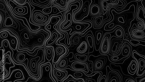 Topographic background and texture, abstract monochrome image. 3D waves. Cartography Background. Map mockup infographics. Wavy backdrop. 