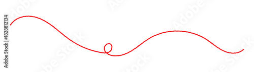 Red thread vector. Red thread looped in a swirl line, symbolizing vector. Line of red yarn, long red thread icon isolated on a white background.