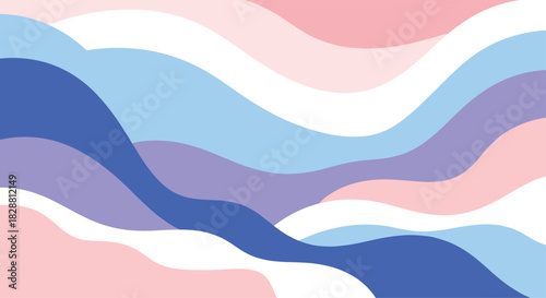 Abstract background with soft, flowing wavy lines in pastel blue, pink, purple, and white, creating a serene and modern design.