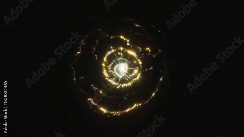 Intense, fiery explosion erupts center, filling screen with flames smoke before fading. High-impact VFX for action scenes or transitions violently tranquilly breathtaking abstract interpretation